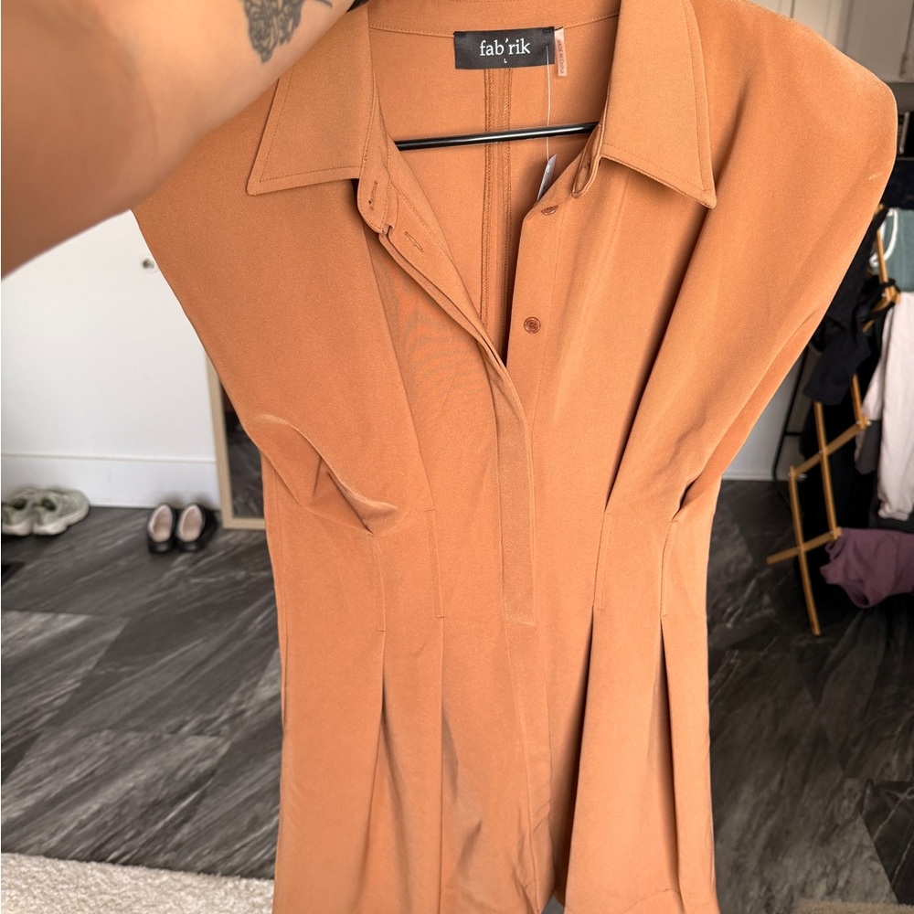 fab'rik Women's Camel Button Down Dress